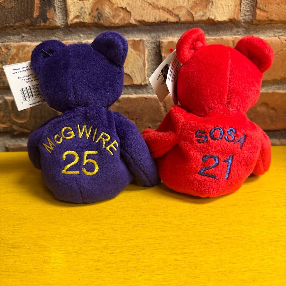 Lot of 2 Mark McGwire & Sammy Sosa Salvino Bamm Beanos Vintage MLB Beanie Babies